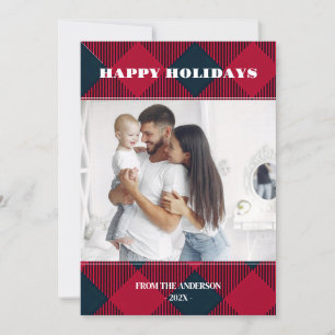 Foto Retro Karierter Grußurlaub Einladung