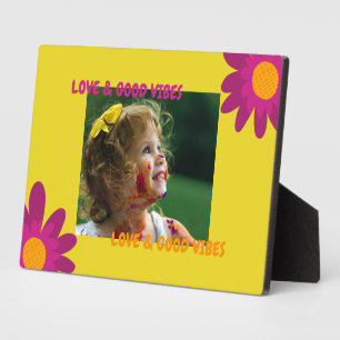 Foto Retro Pink & Orange Liebe & Gute Vibes Fotoplatte