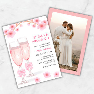Foto rosa florale Petali e Prosecco Bridal Shower Einladung