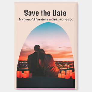 Foto rosa rusti boho Save the Date QR Magnet