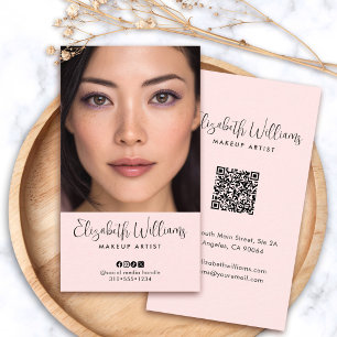 Foto Rosa Schriftzug Social Icon QR Code Make-up Visitenkarte
