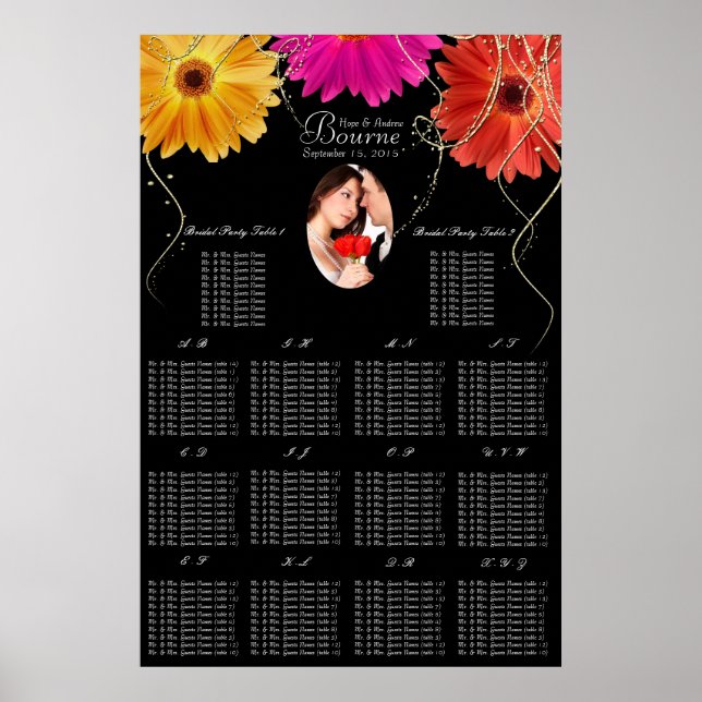Foto Rosa und Orange Gerber Daisy Seekarte Poster (Vorne)
