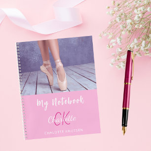 Foto Rosa weiße Monogramm Notizbuch