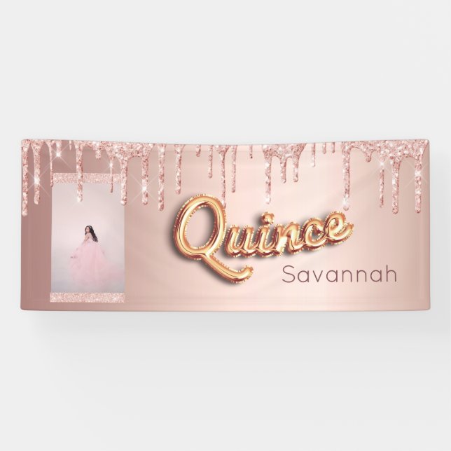 Foto-Rose aus Quinceanera-Glitzer Banner (Horizontal)