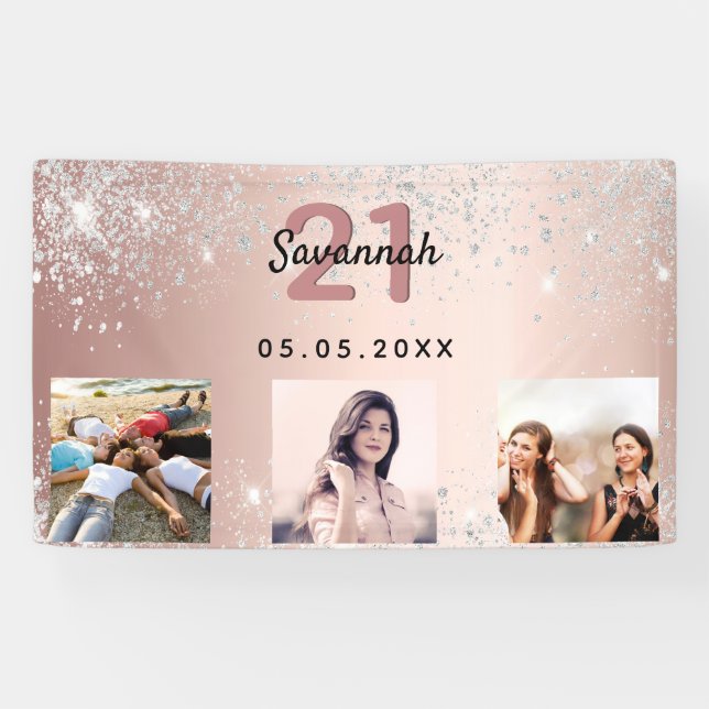 Foto Rose Gold Glitzer Banner (Horizontal)