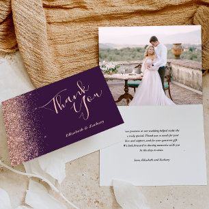 Foto Rose Gold Glitzer Lila Hochzeit Vielen Dank Karte