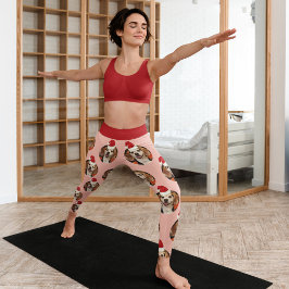 Foto Rose Gold Rote Weihnachtsmannmützen Weihnacht Leggings