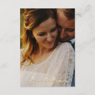 Foto-Rosé-Verlobung-Hochzeit-Faux-Gold-Sepia Einladung