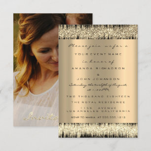 Foto Rose Verlobung Hochzeit Faux Gold Sepia Einladung