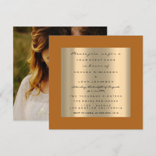 Foto Rose Verlobung Hochzeit Imitate Gold Orange Einladung