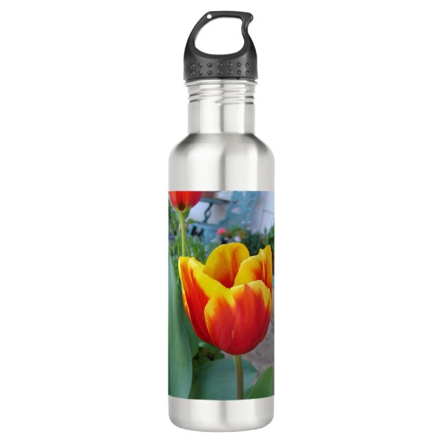 Foto Rot-Gelb-Tulip Edelstahlflasche (Vorderseite)