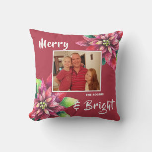 Foto rote Poinsettia Weihnachtsfeiertag Kissen