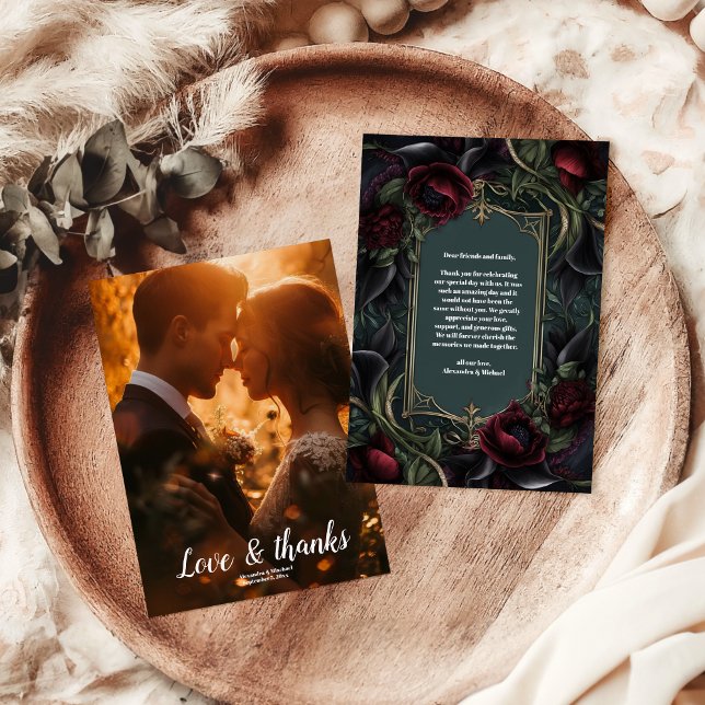 Foto Rote Rosen Gothic Halloween Hochzeit Dankeskarte (Von Creator hochgeladen)