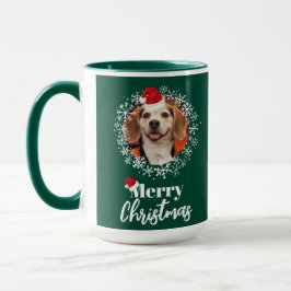 Foto Rote Weihnachtsmannmütze Schneeflocken Weihna Tasse