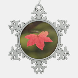 Foto "Roter Herbst" Schneeflocken Zinn-Ornament