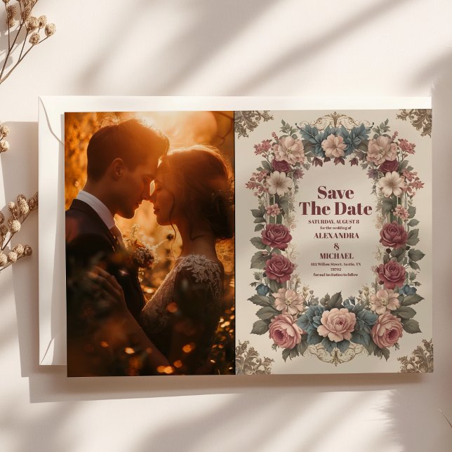 Foto Royal Viktorianisch Whimsical Floral Wedding Save The Date (Von Creator hochgeladen)