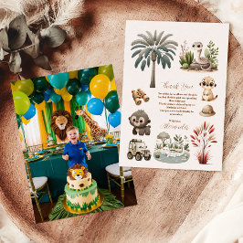 Foto ruft alle Party Tiere Safari Geburtstag Dankeskarte