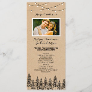 Foto Rustic Evergreen Pine Tree Hochzeitsprogramme Programm