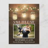 Foto Rustic Mason Jar Save the Date Postkarten