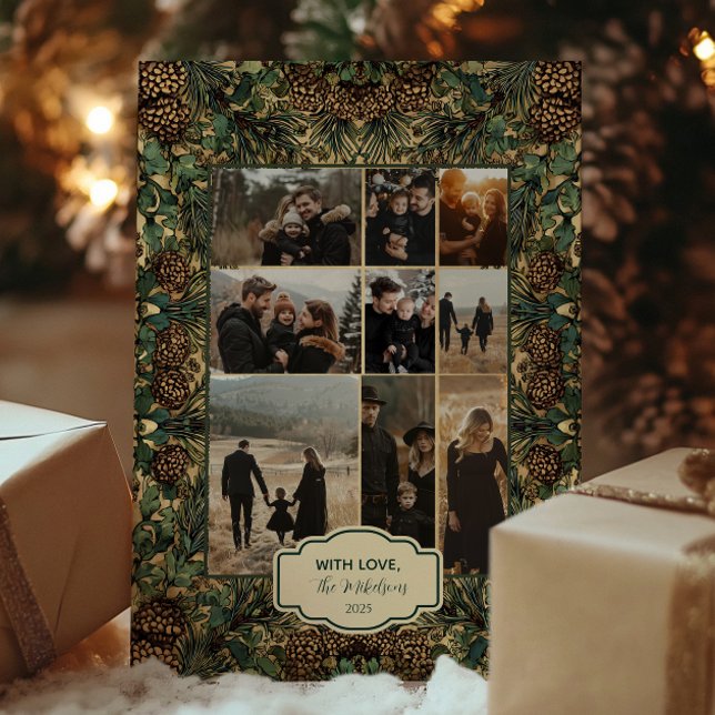 Foto Rustic Pinecone Botanische Weihnachtszeit Feiertagskarte (Von Creator hochgeladen)