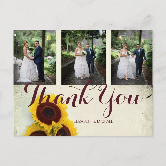 Foto Rustic Sonnenblume Moderne Hochzeit Vielen Da Postkarte (Vorderseite)
