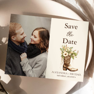 Foto Rustikale Botanische Grünpflanzen Hochzeit Save The Date