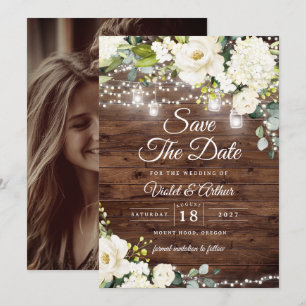 Foto Rustikale Lichterkette Hochzeit Save The Date Einladung