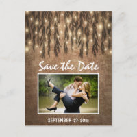 Foto Rustikaler Willow Tree Save the Date Postkart