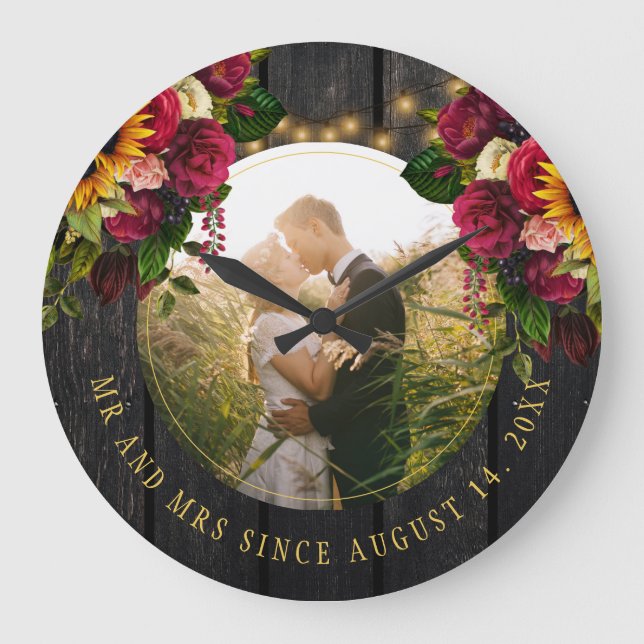 Foto rustikales Bauernhaus Mr. und Mrs. Große Wanduhr (Vorderseite)