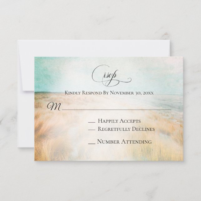*~* Foto Sand Dune Beach Grass Sea Wedding RSVP (Vorderseite)