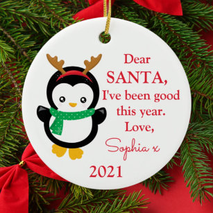 Foto Santa I war ein guter Pinguin Weihnachtskeram Keramik Ornament