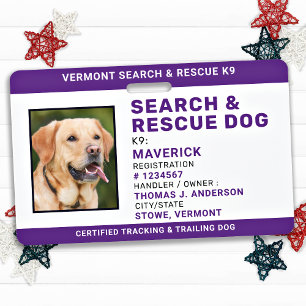 Foto SAR K9 für die Suche nach Hunde-ID-Logos Ausweis