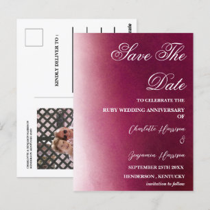Foto Save the Date 40. Rubinhochzeit Jubiläum  Postkarte