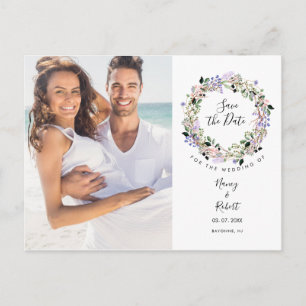 Foto Save the Date Aquarell Blumenkranz Postkarte