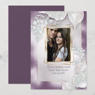 FOTO SAVE THE DATE   Aubergine-Schimmer-Einladung Einladung