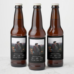 Foto   SAVE THE DATE   Bier-Etikett   Schwarz Bierflaschenetikett