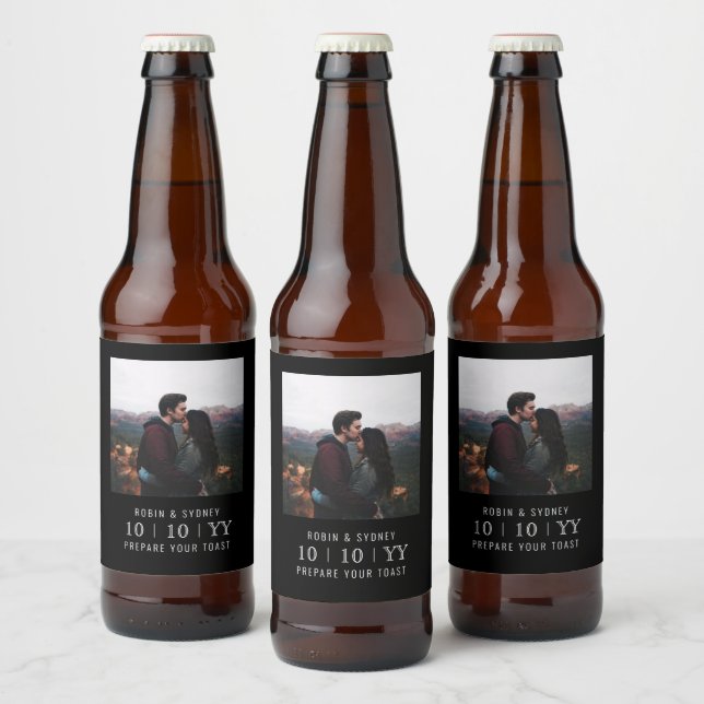 Foto | SAVE THE DATE | Bier-Etikett | Schwarz Bierflaschenetikett (Flaschen)