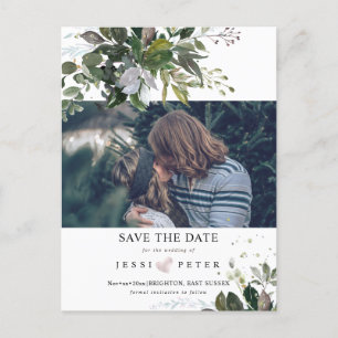 Foto Save the Date, Boho Blue Gum Eucalyptus Ankündigungspostkarte