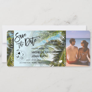 Foto Save the Date Bordkarte Palm Einladung