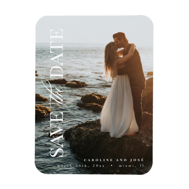 Foto Save the Date Card, elegant Moderne Magnet (Vertikal)