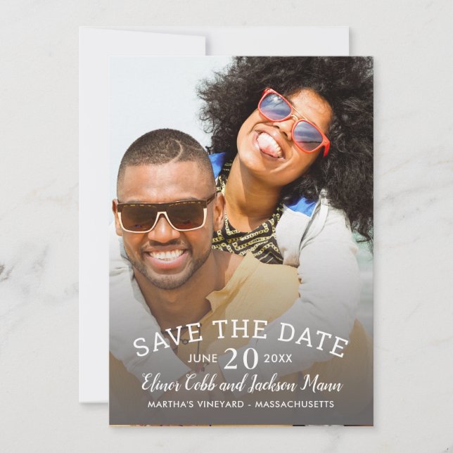Foto Save the Date Card Modernes Kalligrafie Einladung (Vorderseite)