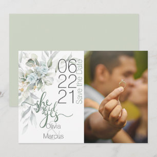 Foto Save the Date Dusty Blue Watercolor Floral