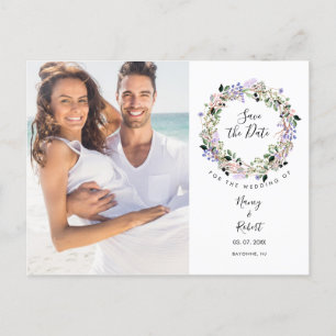 Foto Save the Date Elegant Chic Florale Girlande Postkarte