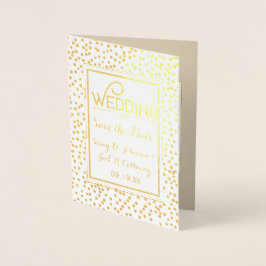 Foto Save the Date Gold Confetti Typografie Folienkarte