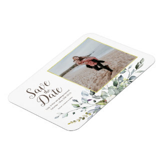 Foto Save the Date | Goldrahmen, Aquarellfarben Magnet