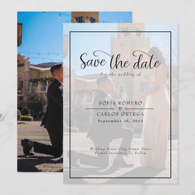 Foto Save the Date Hochzeit Einladung (Vorne/Hinten)