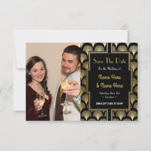 Foto Save the Date Hochzeitsfeier Art Déco der 20e
