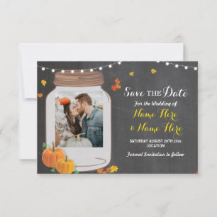Foto Save the Date Jar Chalk Pumpkin Einladung