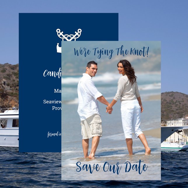 Foto, Save the Date, Marine, Nautik, Hochzeit Einladung (Photo Save The Date Nautical Wedding Engagement Invitation)