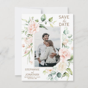 Foto Save the Date mit Rosa Rose